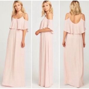 Show Me Your Mumu Caitlin Ruffle Maxi Dress Blush Pink Medium MBM6-487 DB46